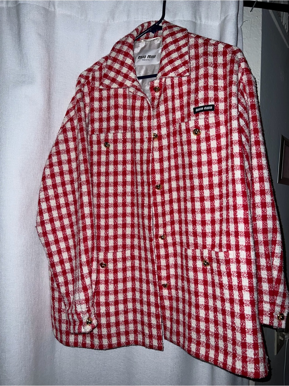 Miu Miu Red and White checkered Jacket